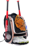 Youth Baseball Backpack Softball Tball Bag with Shoes Compartment | Baseball Equipment Bag for Youth & Adults with Fence Hook,Tee Ball Bat &Helmet Holder
