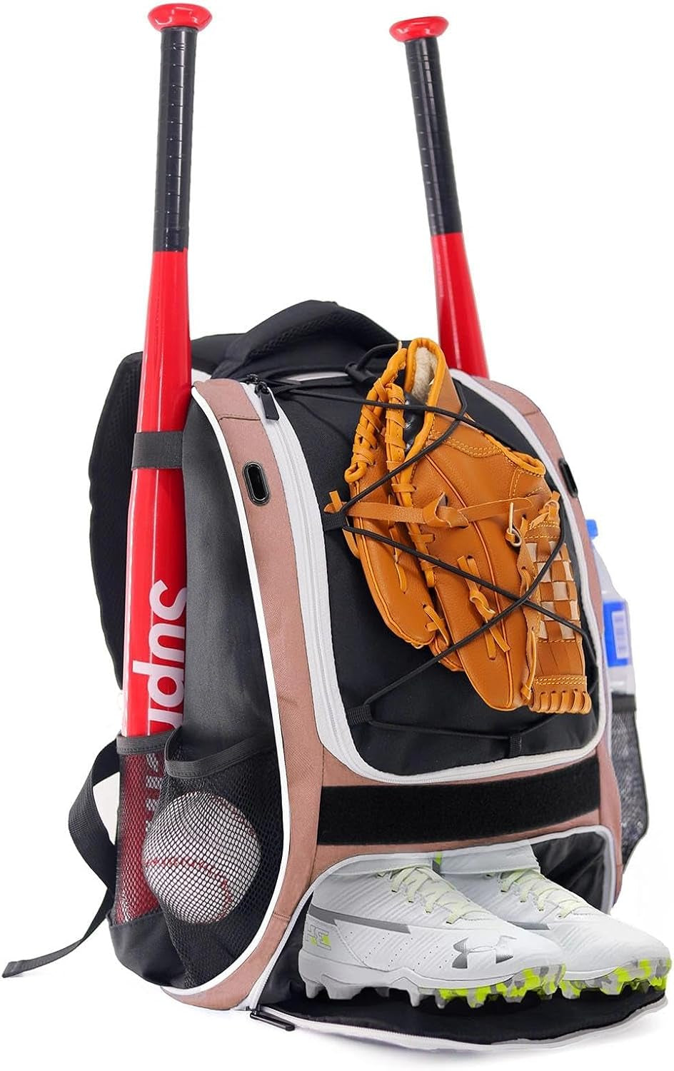 Youth Baseball Backpack Softball Tball Bag with Shoes Compartment | Baseball Equipment Bag for Youth & Adults with Fence Hook,Tee Ball Bat &Helmet Holder