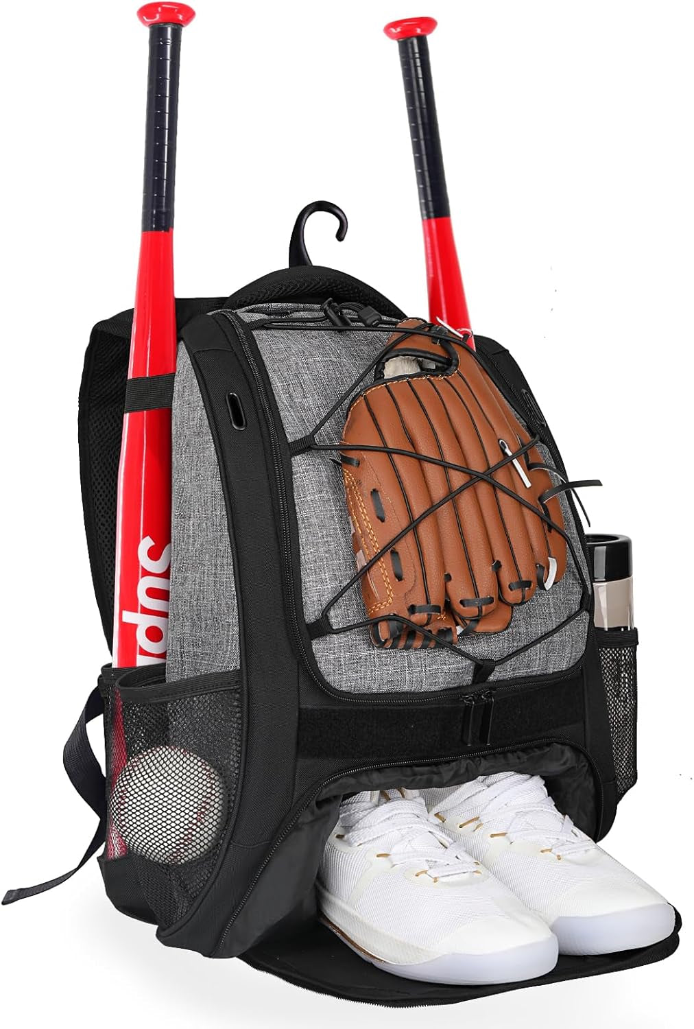 Youth Baseball Bag,Softball Bag with Shoes Compartment,Baseball Backpack with Fence Hook for Tball Bat & Equipment
