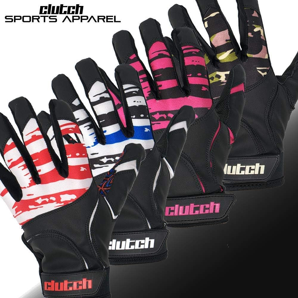 American Flag Baseball & Softball Batting Gloves, Super Grip Finger Fit, Performance Mesh & Perforated Sheepskin Palm for Adults & Youth