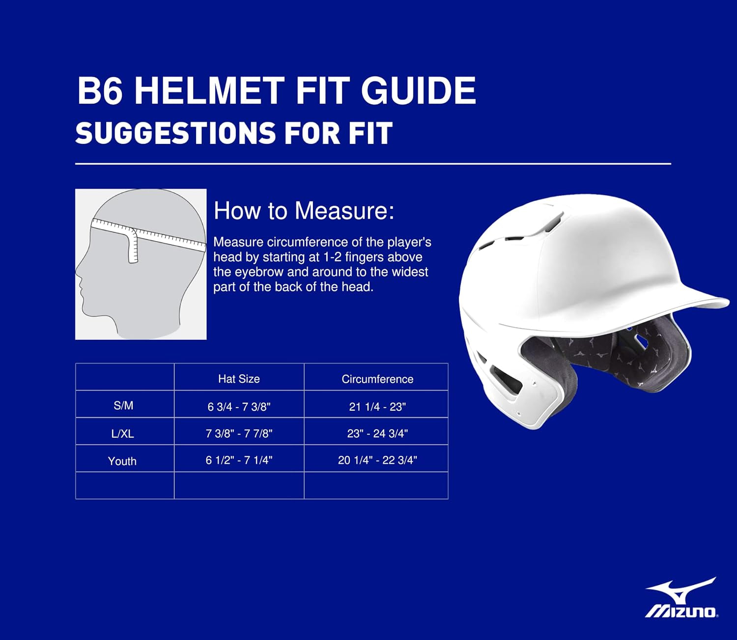 Mens B6 Baseball Batting Helmet - Solid Color, Glossy Royal, Large/Extra Large